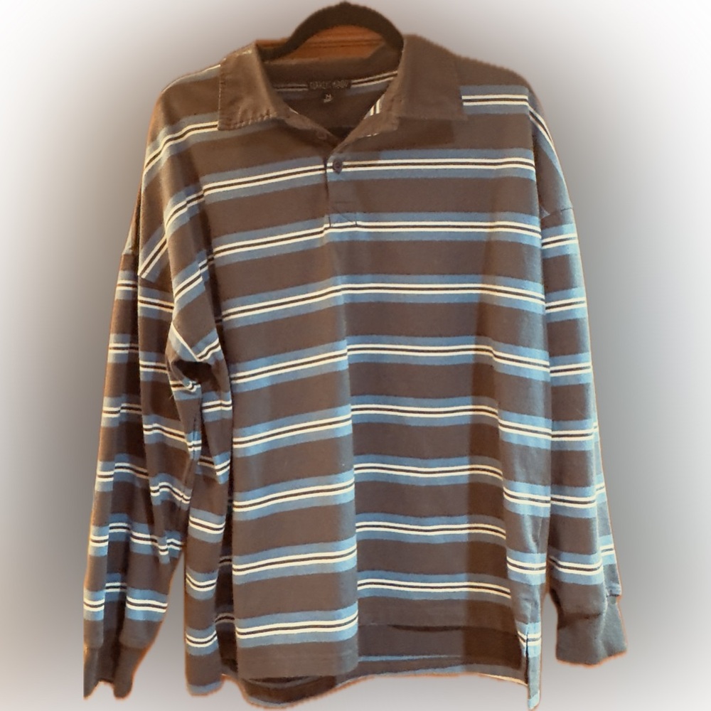 Classic Striped Long Sleeve Polo Shirt